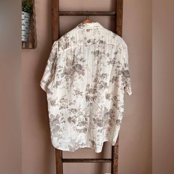 Ralph Lauren Denim & Supply Cream with Taupe Floral Button Down Shirt - Picture 2 of 5